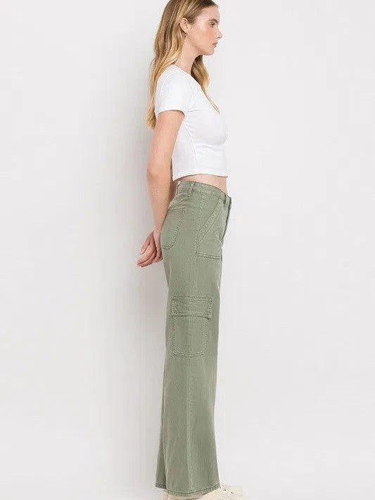 Wide Leg High Waisted Cargo Jeans
