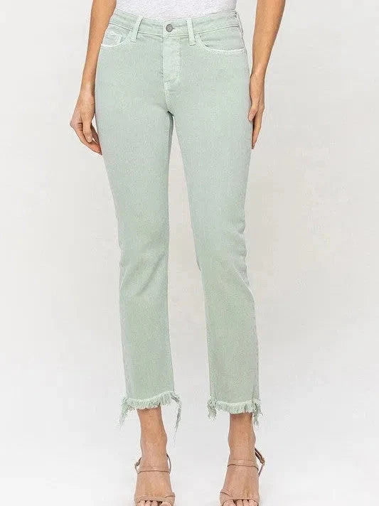 Mint Mid Rise Crop Straight Jeans