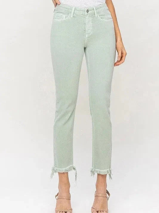Mint Mid Rise Crop Straight Jeans