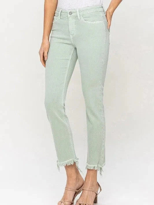 Mint Mid Rise Crop Straight Jeans