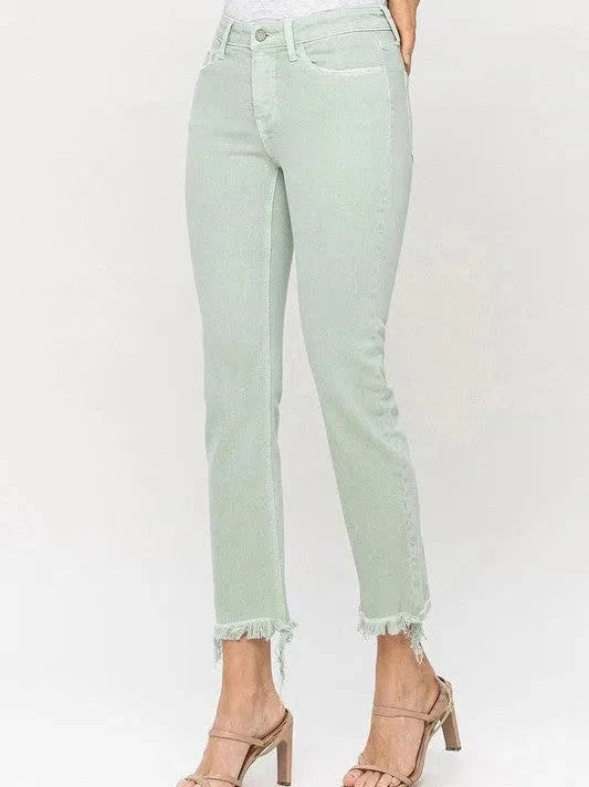 Mint Mid Rise Crop Straight Jeans