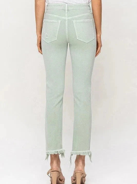 Mint Mid Rise Crop Straight Jeans