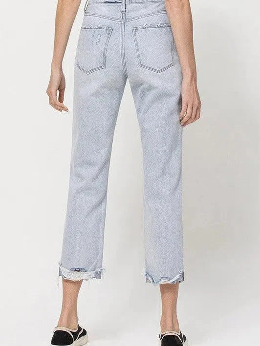 Super High Relaxed Cuffed Straight Jeans