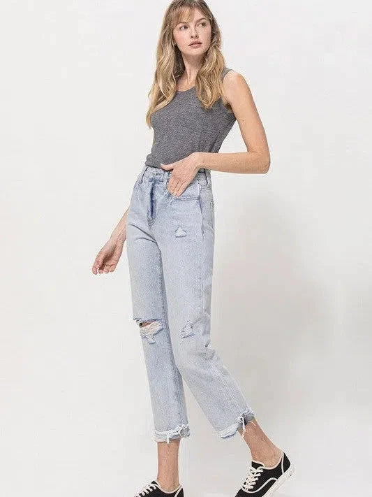 Super High Relaxed Cuffed Straight Jeans