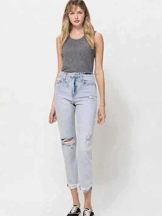 Super High Relaxed Cuffed Straight Jeans