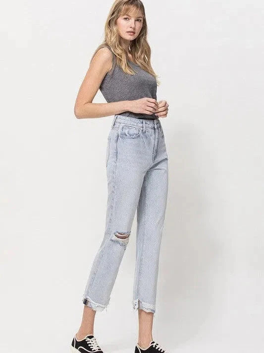 Super High Relaxed Cuffed Straight Jeans