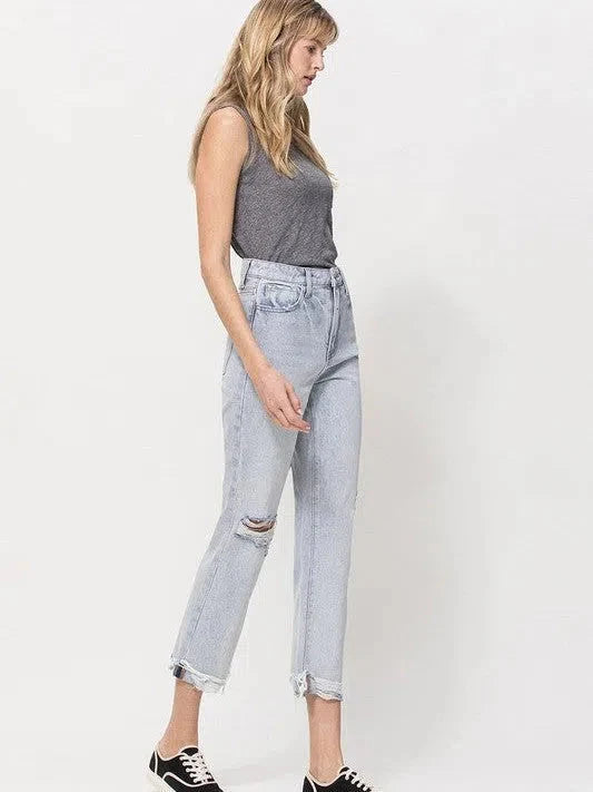 Super High Relaxed Cuffed Straight Jeans