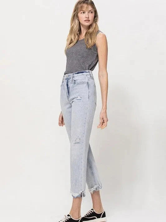 Super High Relaxed Cuffed Straight Jeans