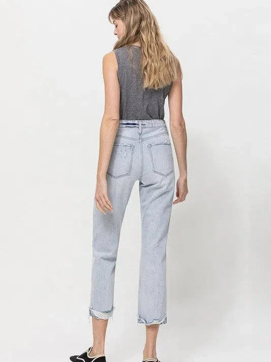 Super High Relaxed Cuffed Straight Jeans