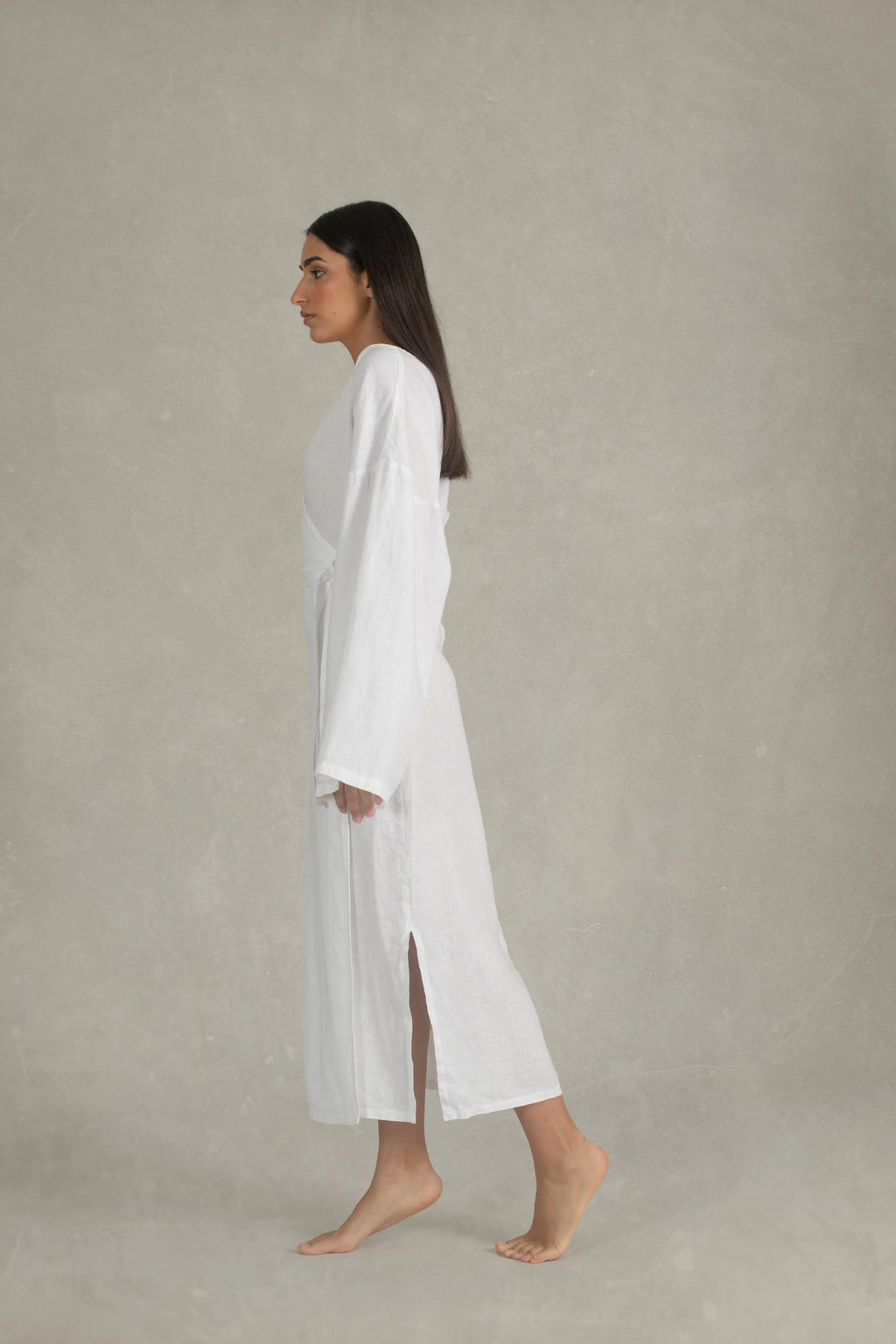 Linen Wrap Dress White