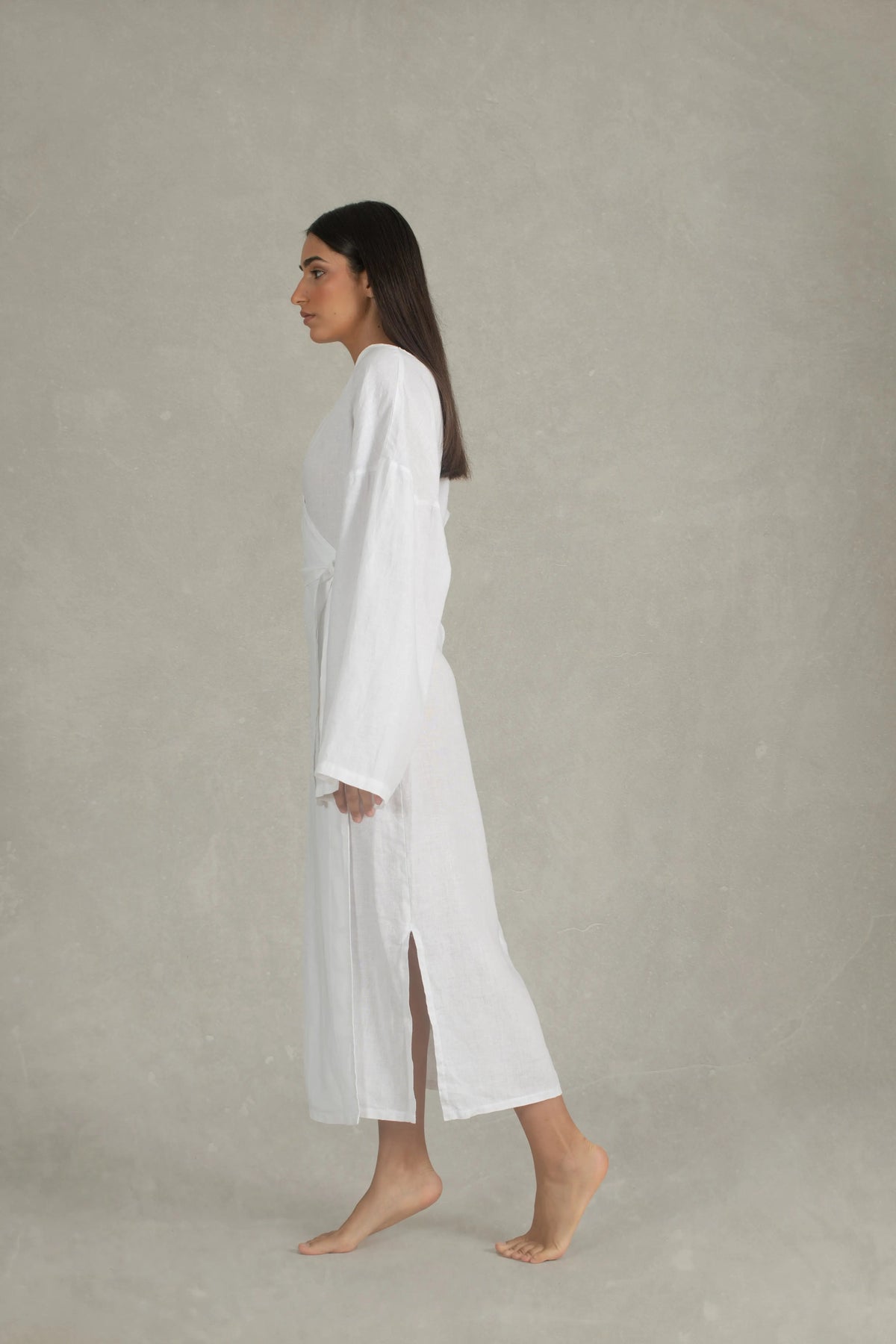 Linen Wrap Dress White