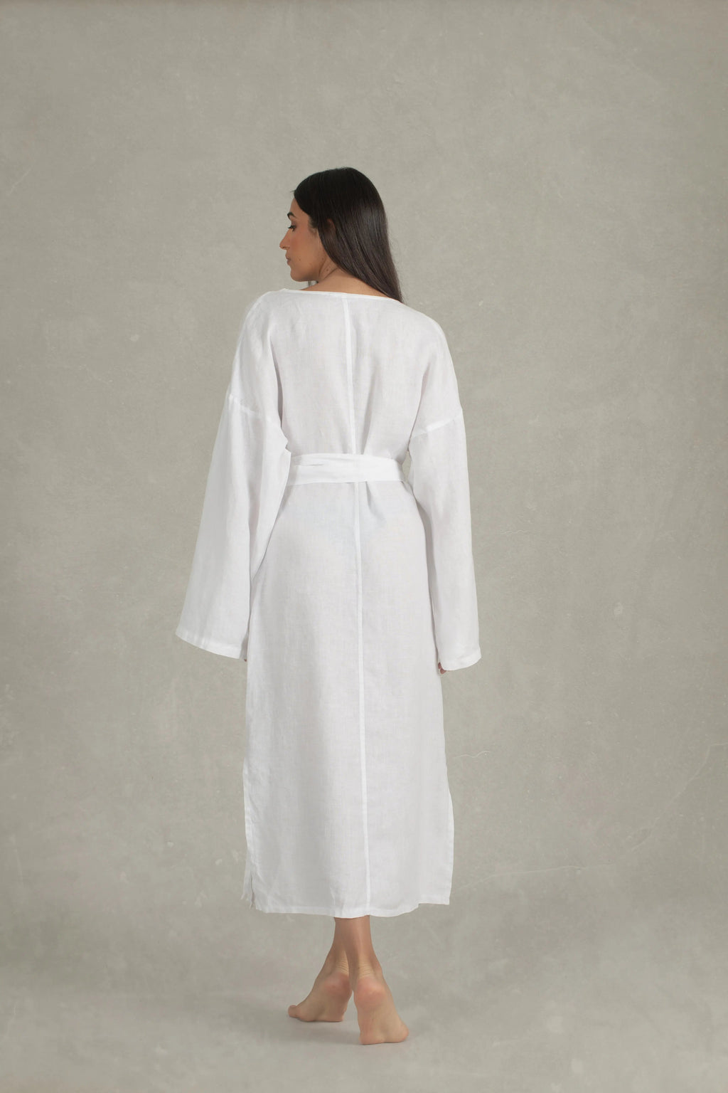 Linen Wrap Dress White
