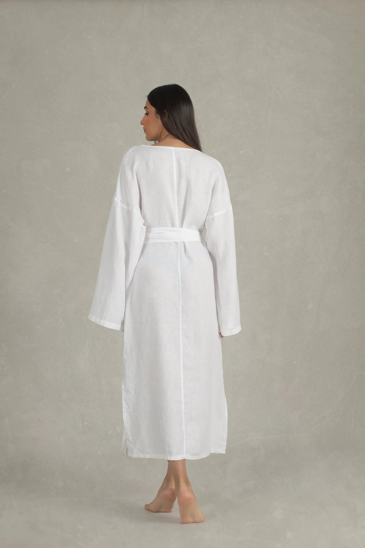 Linen Wrap Dress White