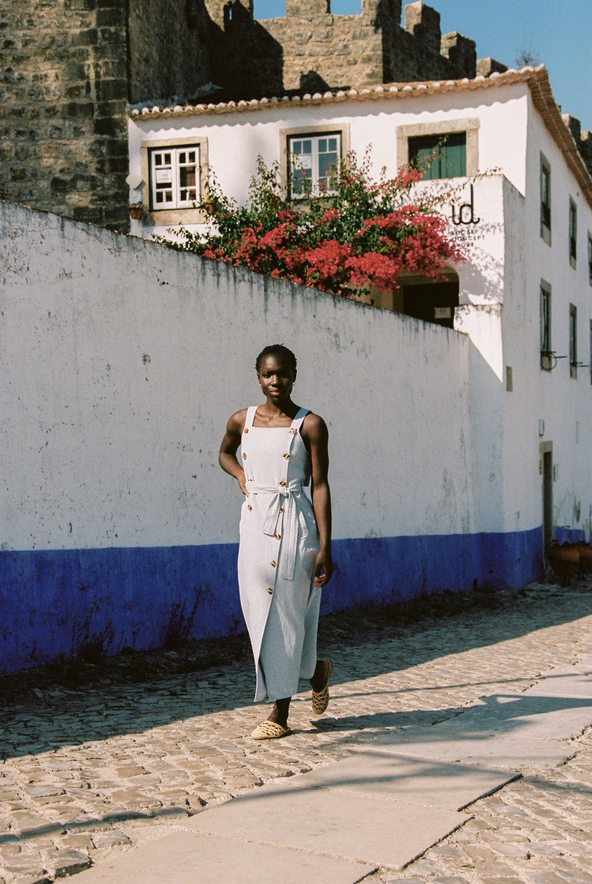 Linen Midi Dress Sky Blue