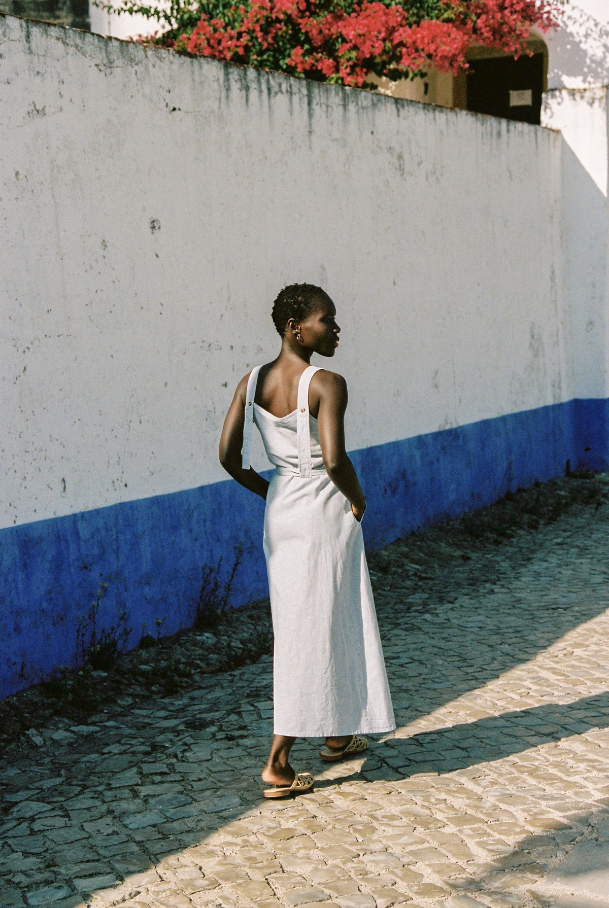 Linen Midi Dress Sky Blue