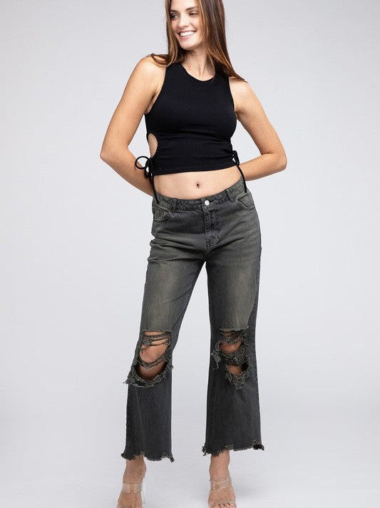 Wide Leg Washed Pants