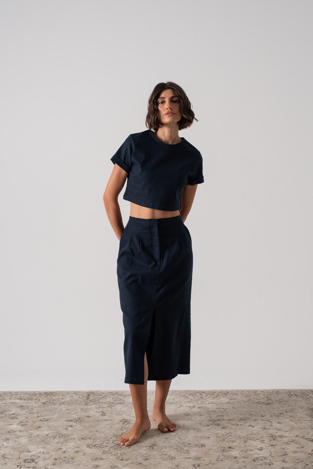 Zafiro Cropped Top in Navy