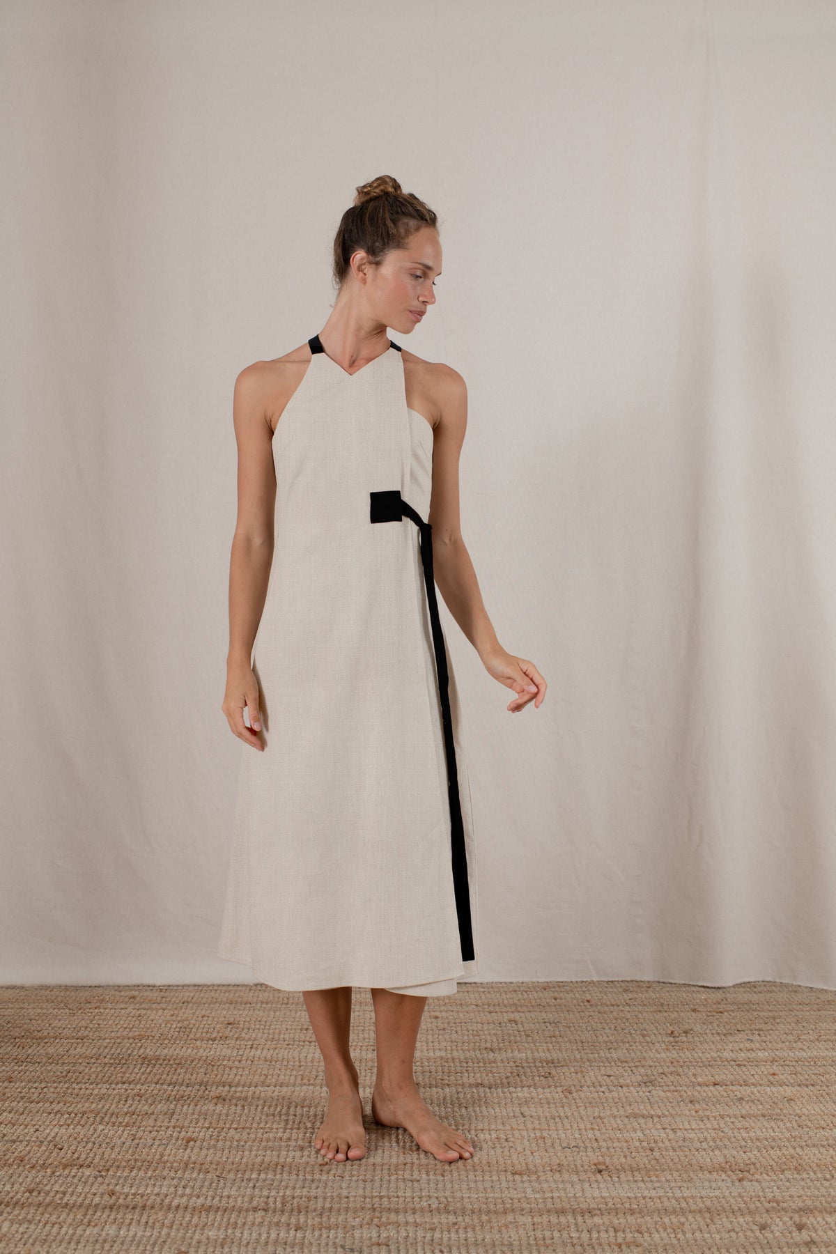 Zulu Linen Wrap Dress in Natural