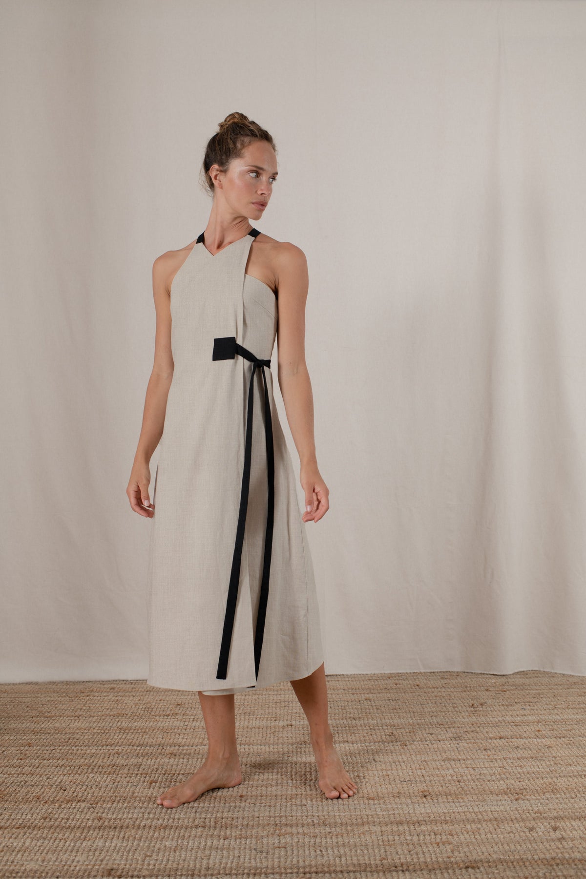 Zulu Linen Wrap Dress in Natural