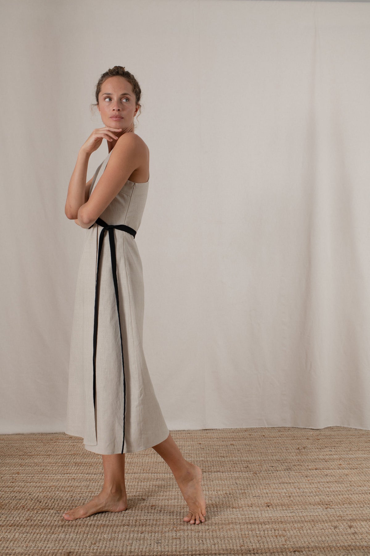 Zulu Linen Wrap Dress in Natural