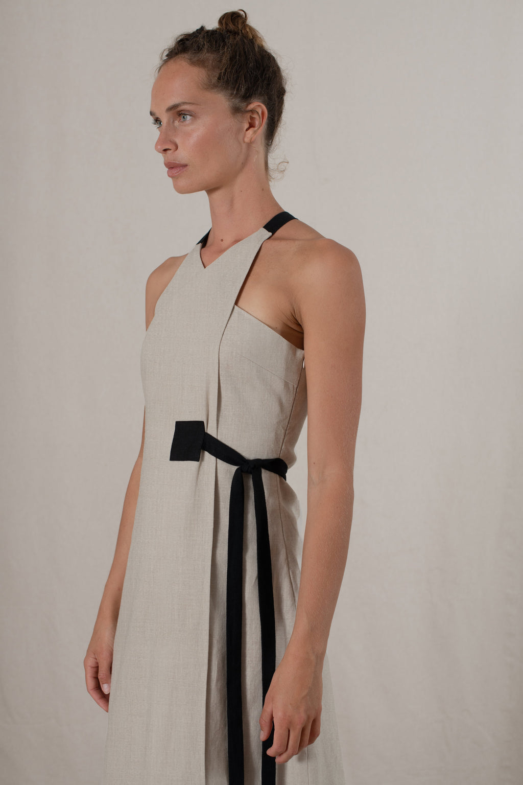 Zulu Linen Wrap Dress in Natural